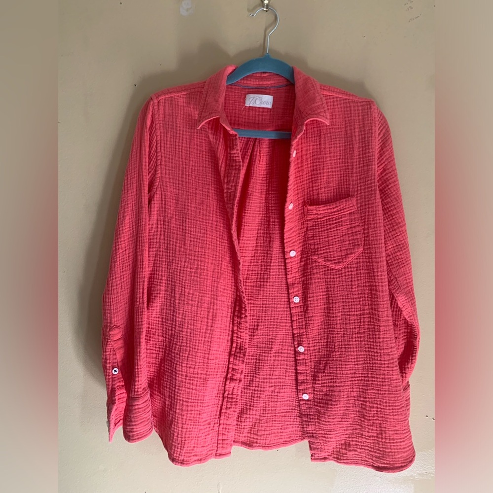 J Crew Re-Imagined Fuchsia Gauze Cotton Shirt